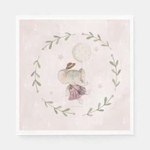 Sweet Girl Botanical Boho Elephant Baby Shower Napkin
