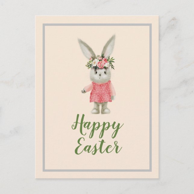 Sweet Girl Bunny Easter Postcard (Front)