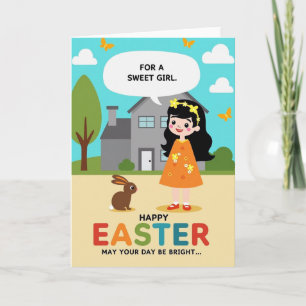 Sweet Girl Happy Easter Card