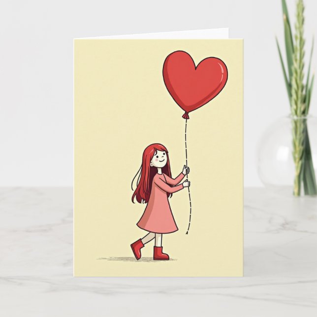 Sweet Girl Love Heart Card (Front)