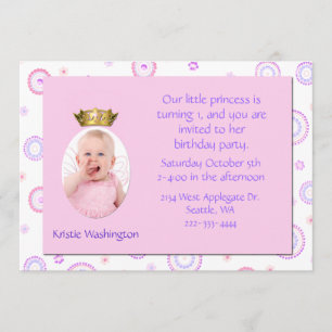 Sweet Girl's Crown Birthday Party Invitation