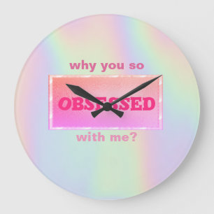 Sweet Girly Holographic   Large Clock