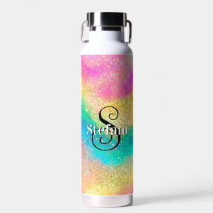 Sweet Glamourous Rainbow Alcohol Ink Splash Water Bottle