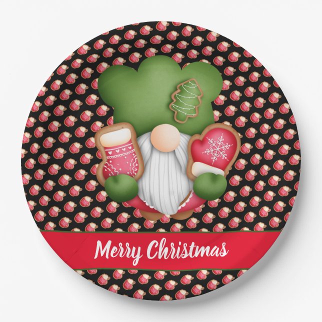 Sweet Gnome Customize Colour and Text Paper Plate (Front)
