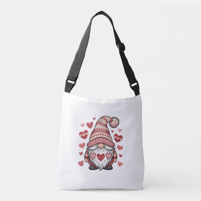 Sweet Gnome Holding Heart Crossbody Bag (Front)