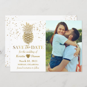 Sweet Gold Pineapple Photo Save the Date Card