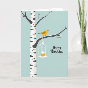 Sweet Golden Bird Birthday Card