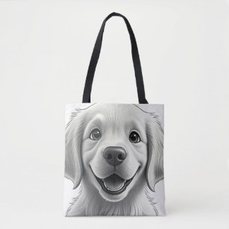 Sweet Golden Joy: Pixar-Style Puppy Friends Tote Bag