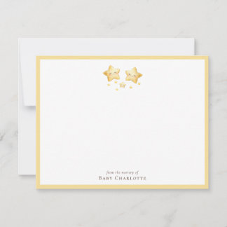 Sweet Golden Stars Nursery Note Card. Personalized Card