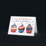 Sweet Granddaughter Birthday 4th of July Patriotic Card<br><div class="desc">Celebrate your sweet granddaughter with a burst of birthday sparkle and patriotic charm! This adorable 4th of July birthday card features three frosted cupcakes in red, white, and blue, topped with stars and hand-drawn in a whimsical style. The front reads "Born to Sparkle, " a perfect sentiment for a granddaughter...</div>