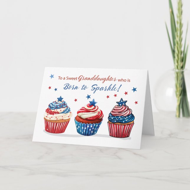 Sweet Granddaughter Birthday 4th of July Patriotic Card (Front)