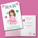 Sweet Granddaughter Princess Valentine or Birthday Holiday Card<br><div class="desc">If your granddaughter is a sweet princess, this is the Valentine or Birthday card for her! The front has an image of cute princess wearing a pink dress and carrying a star wand. A teal and pink banner with hearts is above her. The teal text at the bottom says "Sweet...</div>