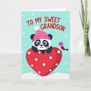 Sweet Grandson Panda Heart Card