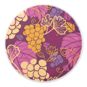 Sweet grape vines pattern background ceramic knob