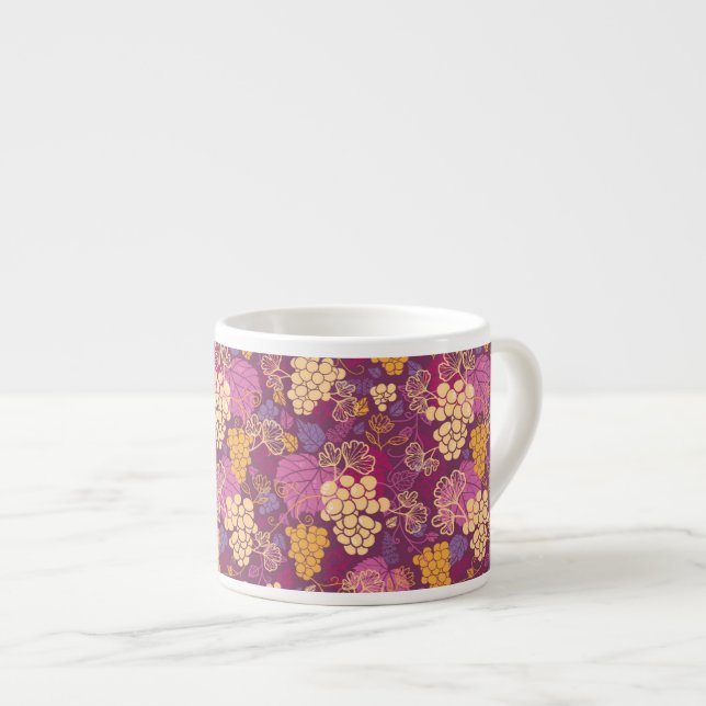 Sweet grape vines pattern background espresso cup (Front Right)