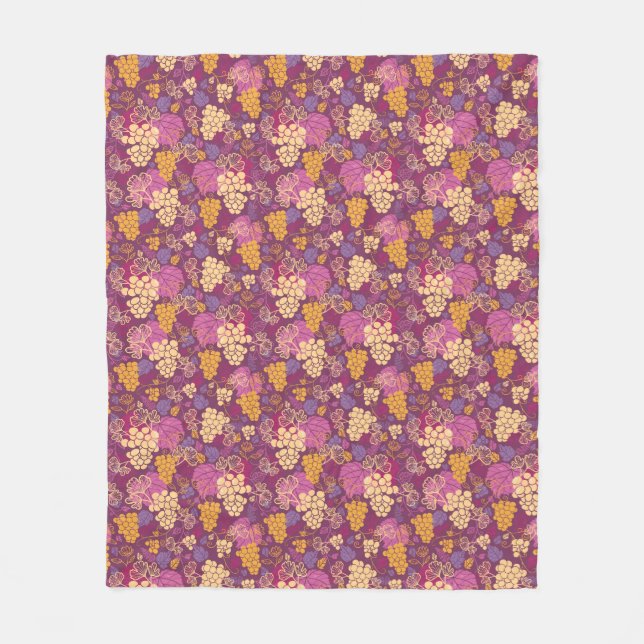 Sweet grape vines pattern background fleece blanket (Front)