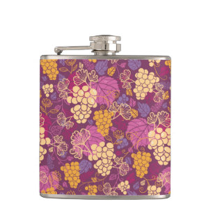 Sweet grape vines pattern background hip flask