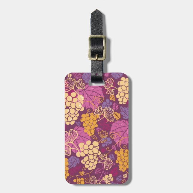 Sweet grape vines pattern background luggage tag (Front Vertical)