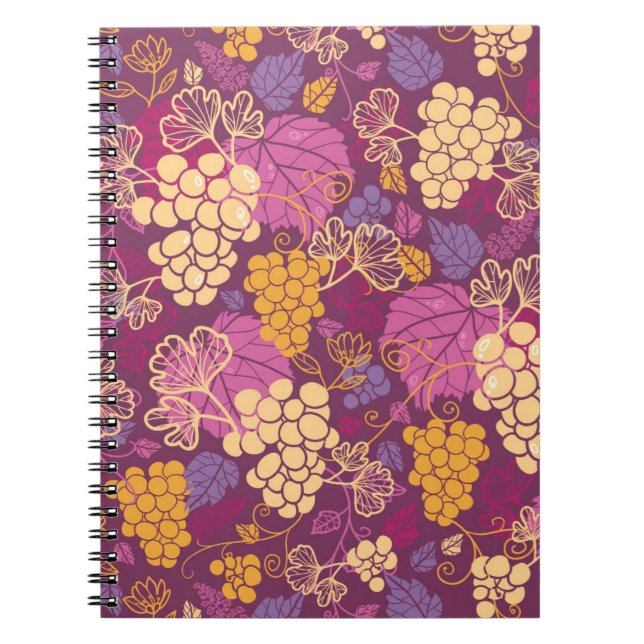 Sweet grape vines pattern background notebook (Front)
