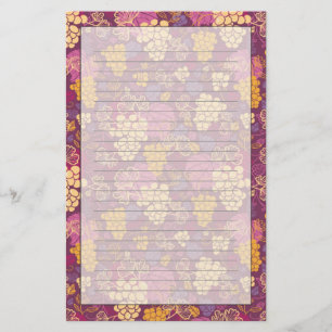 Sweet grape vines pattern background stationery