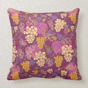 Sweet grape vines pattern background throw pillow