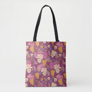 Sweet grape vines pattern background tote bag