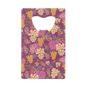 Sweet grape vines pattern background wallet bottle opener