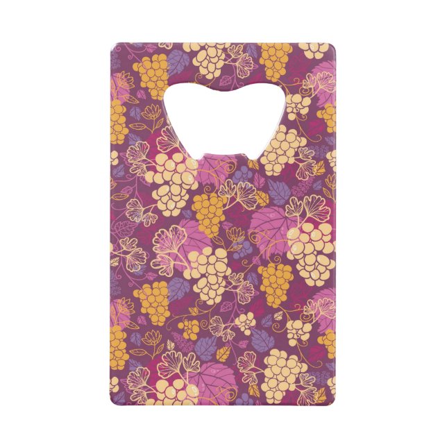 Sweet grape vines pattern background wallet bottle opener (Front)
