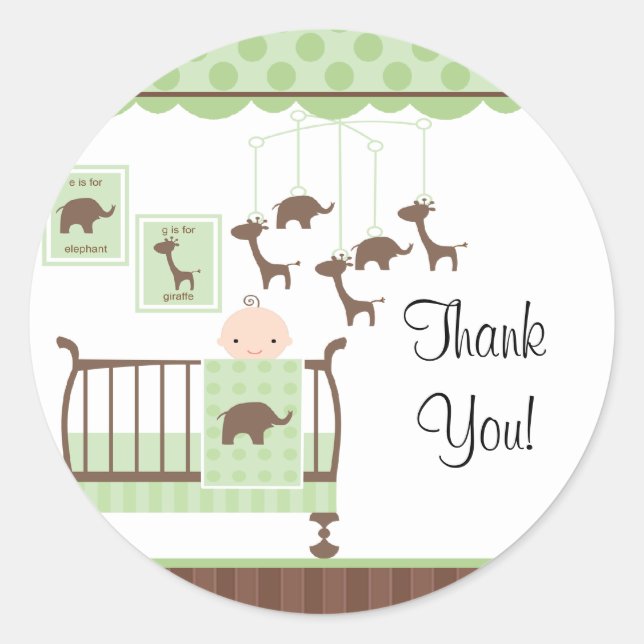 Sweet Green Baby RoomMerci Sticker (Devant)