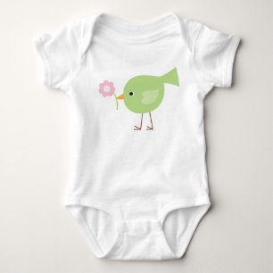 Sweet Green Bird Baby Bodysuit