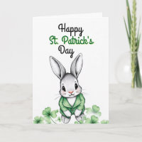 Sweet Green Bunny & Shamrocks St Patrick's Day