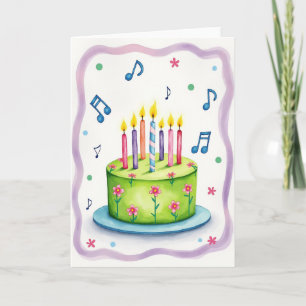 Sweet Green Cake Birthday Card