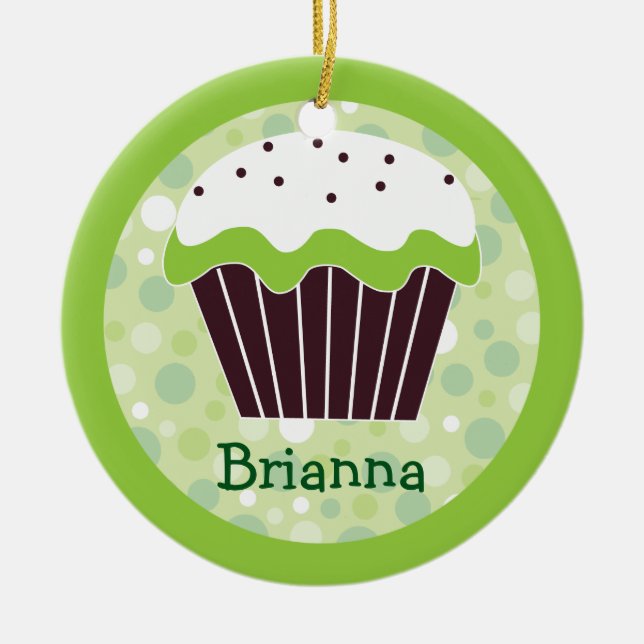 Sweet Green Cupcake Ornament (Front)