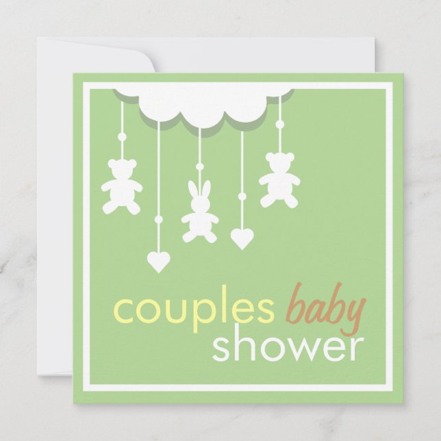 Sweet Green Mobile Couples Baby Shower Invitation (Front)