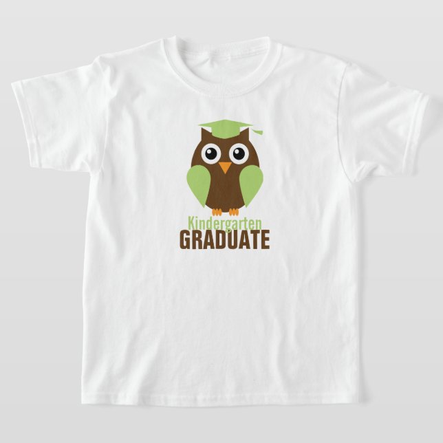 Sweet Green Owl Kindergarten Graduate T-Shirt (Laydown)
