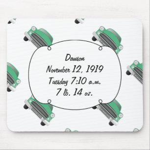 Sweet Green Retro Car Baby Boy Gifts Mouse Pad