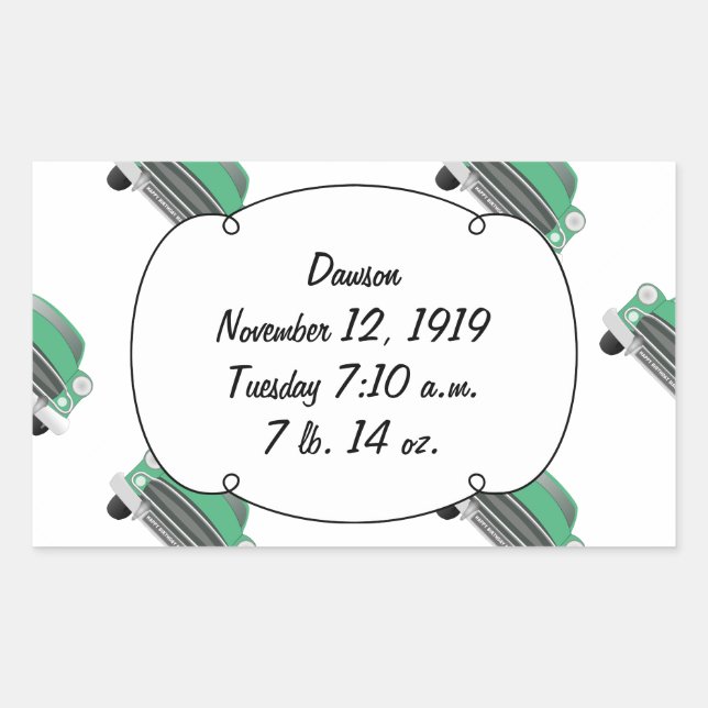 Sweet Green Retro Car Baby Boy Gifts Sticker (Front)