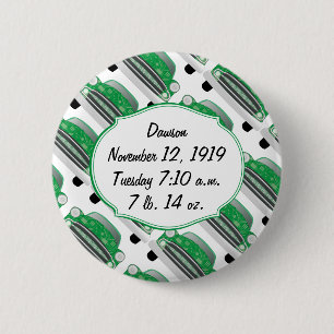 Sweet Green Retro Car Baby Shower Gifts 2 Inch Round Button