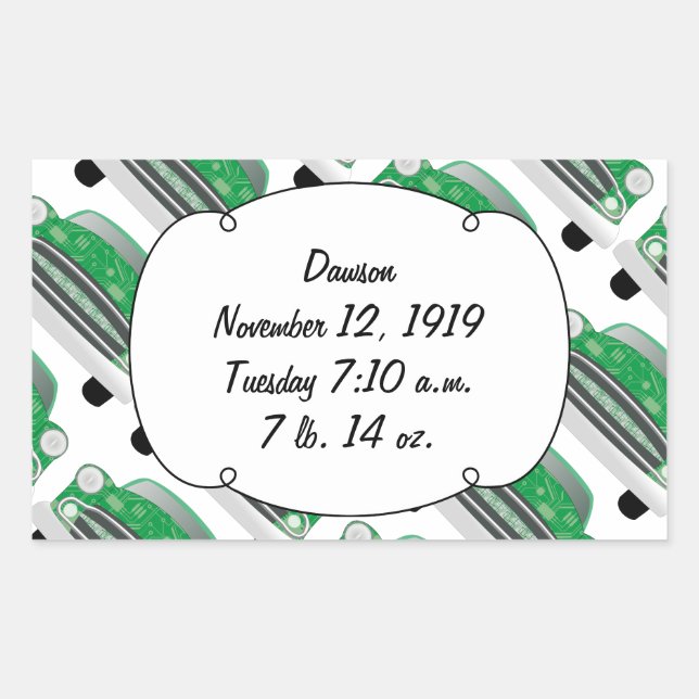 Sweet Green Retro Car Baby Shower Gifts Sticker (Front)