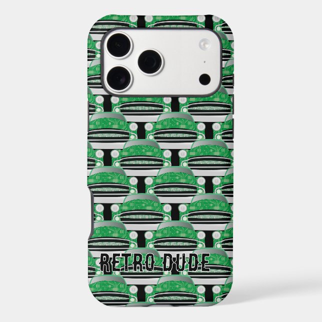 Sweet Green Retro Classic Car Pattern (Back)
