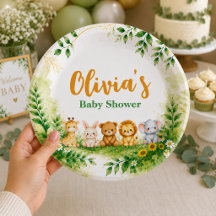 Sweet Green Watercolor Woodland Animals Party