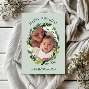 Sweet Greenery Carte photo d'anniversaire pour mam