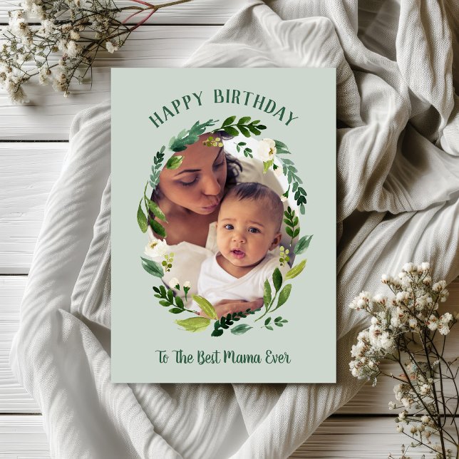 Sweet Greenery Carte photo d'anniversaire pour mam (Créateur téléchargé)