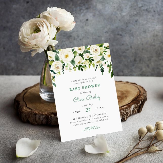 Sweet Greenery Floral Baby shower Invitation (Créateur téléchargé)