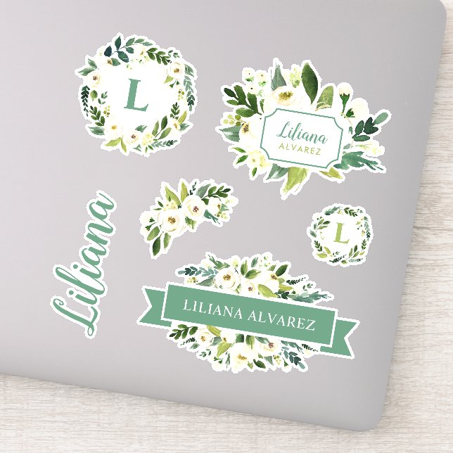 Sweet Greenery Floral Monogram (Detail)