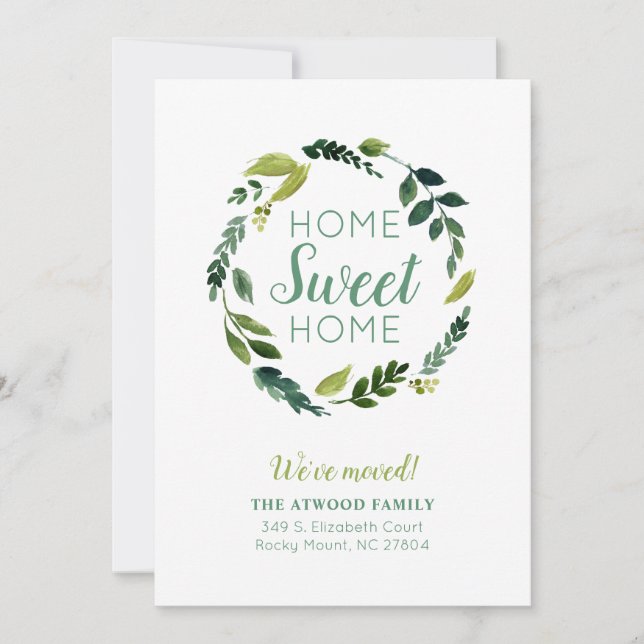 Sweet Greenery Nouvelle adresse Moving Faire-part (Devant)