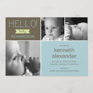 Sweet Greeting Baby Photo Birth Announcement