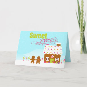 Sweet greeting gingerbread house holiday card