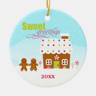Sweet greetings gingerbread house holiday ornament