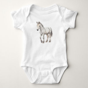 Sweet Grey Baby Horse Foal Filly Colt  Bodysuit